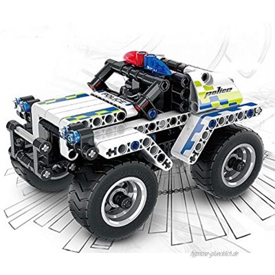 Modbrix Technik Auto Polizeiauto Highway Police mit Rückzieh-Motor Konstruktionsspielzeug mit 199 Teilen