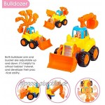 MOONTOY Baby Spielzeugauto Bagger Konstruktionsfahrzeuge Baufahrzeuge 4 in einem Set für Kinder ab 1 2 3 Jahre Traktor Bulldozer Kipper & Zementmischer 2021 Aktualisiert