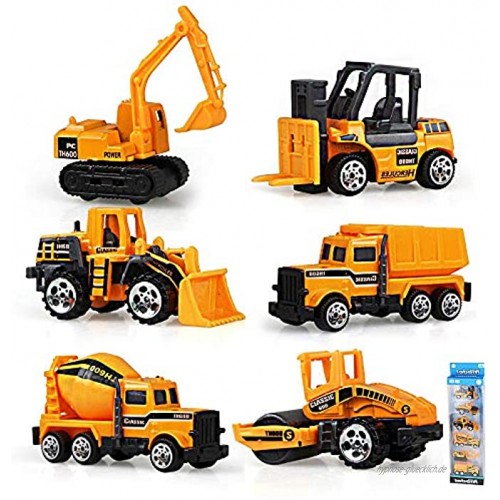 RTDEP Baufahrzeuge 6-in-1 Bauspielzeug für Jungen Leichtmetalltechnik-Truck Mini-Autos Spielzeug zum Auseinandernehmen Baufahrzeuge Bagger LKW-Spielzeug geeignet für 3 4 5 Jahre alte Jungen