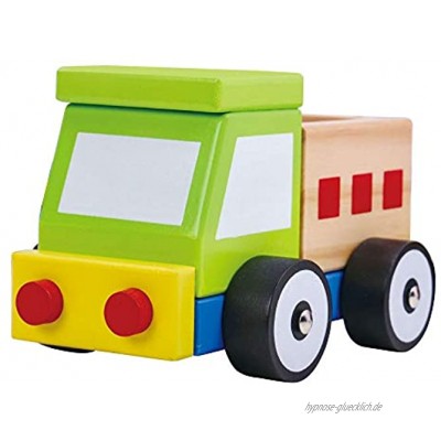 Tooky Toy Holzspielzeug Bau Transporter LKW Kinderspielzeug Fahrzeug für Kinder Spielzeugauto für Kleinkinder