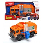 Dickie Toys 203306001 Recycle Truck Müllauto Müllabfuhrwagen Müllfahrzeug Müllwagen Spielzeugauto Abfallbehälter fährt auf und ab Licht & Sound inkl. Batterien 30 cm groß ab 3 Jahren