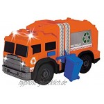 Dickie Toys 203306001 Recycle Truck Müllauto Müllabfuhrwagen Müllfahrzeug Müllwagen Spielzeugauto Abfallbehälter fährt auf und ab Licht & Sound inkl. Batterien 30 cm groß ab 3 Jahren