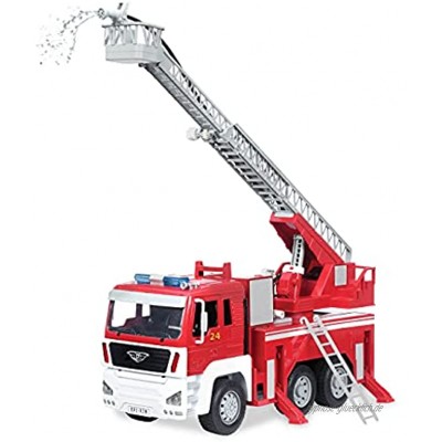 Driven Großes Feuerwehrauto 50 cm – Mit Lichtern Geräuschen und funktionsfähigem Wasserschlauch – LKW Spielzeug für Kinder ab 3 Jahren