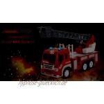 HERSITY Feuerwehr Spielzeug mit Drehleiter Feuerwehrauto mit Sound und Licht Spielzeugauto Geschenk für Kinder Jungen 3 4 5 Jahre 1:16 Fahrzeuge Kinderspielzeug Groß