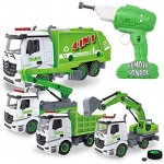 JOYIN 4-in-1 Take Apart Müllwagen Spielzeug mit Bohrmaschine Ferngesteuerte Auto-Müllwagen Abfallwirtschaft Recycling Lastwagen Spielzeug Geschenk für Kinder Jungen