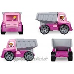 Lena 04451 TRUXX Kipper Pink Fahrzeug ca. 27 cm Muldenkipper LKW mit vollbeweglicher Spielfigur robuster Kipplaster Mulde kippbar Spielfahrzeug für Mädchen ab 2 Jahre in rosa lila