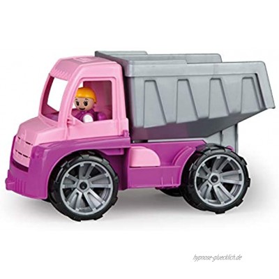 Lena 04451 TRUXX Kipper Pink Fahrzeug ca. 27 cm Muldenkipper LKW mit vollbeweglicher Spielfigur robuster Kipplaster Mulde kippbar Spielfahrzeug für Mädchen ab 2 Jahre in rosa lila