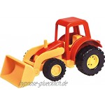 Lena 1231 Mini Compact Traktor mit Schaufel Radlader ca. 12 cm Trecker Schaufellader für Kinder ab 2 Jahre Robustes Fahrzeug für Sandkasten Strand und Kinderzimmer Gelb und Rot