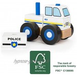 Small Foot 11072 Konstruktionsfahrzeug Holz Polizeiwagen FSC 100%-Zertifiziert Spielzeug Mehrfarbig