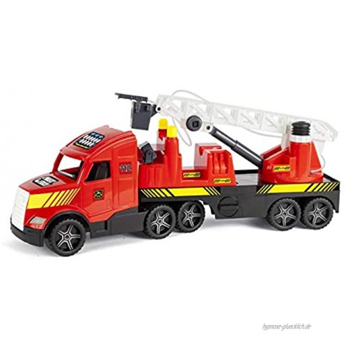 Wader 36220 Magic Truck Feuerwehr mit ausziehbarer Leiter und Wasserspritze fluoreszierende Lichter ab 3 Jahren ca. 79 cm ideal als Geschenk für kreatives Spielen