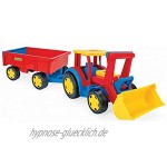 Wader 66300 Gigant Traktor mit großer Frontschaufel und Anhänger ca. 107 cm lang belastbar bis 100 kg ab 12 Monaten ideal als Geschenk zum phantasievollen Spielen