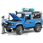 Bruder 02597 Land Rover Defender Station Wagon Polizeifahrzeug mit Polizist und Ausstattung