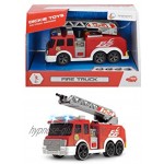 DICKIE 203302002 Toys Fire Truck Feuerwehrauto Spielzeugauto Feuerwehr mit Wasserspritzfunktion ausziehbare Leiter Licht & Sound inkl. Batterien 15 cm ab 3 Jahren