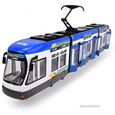 Dickie Toys 203749017 Toys City Liner Straßenbahn Spielzeug-Straßenbahn Türen zum Öffnen 2 verschiedene Ausführungen rot oder blau zufällige Auswahl 46 cm