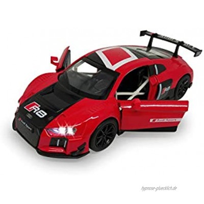 JAMARA 405204 Street Kings Audi R8 LMS 1:32 Diecast rot – Rückzugmotor Scheinwerfer Rücklichter realistischer Sound Türen öffnen detailgetreues Design