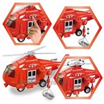 JOYIN 3 in 1 Reibungsgetriebenes Feuerwehr Spielzeug Rettung Fahrzeug LKW Auto Set mit Hubschrauber Krankenwagen und Feuerwehrauto mit Licht und Ton Geschenk für Kinder Jungen