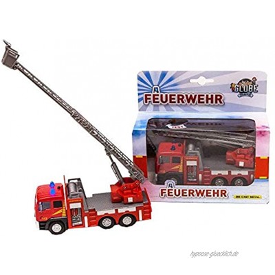Kids Globe Traffic Feuerwehrauto mit Drehleiter Spielzeug Kinderspielzeug mit Licht und Sound 510126 rot