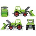 Lena 4006942792306 4213 EcoAktives Traktor mit Frontlader Nutzfahrzeug ca. 35 cm robuster grüner Trecker mit Schaufel natürlicher Holzgeruch durch ökologischen Holzanteil Spielfahrzeug für Kinder ab 2 Jahre