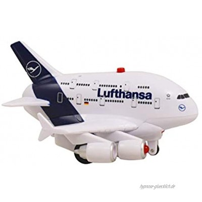 Limox Toys A380 Flugzeug mit Rückziehmotor Neue Lufthansa LACKIERUNG Pull Back Plane New Livery w Light & Sound