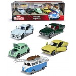 Majorette 212052013 Vintage 5er-Geschenkset Spielzeugautos mit Freilauf aus Metall Vintage-Versionen von Ford Porsche Renault und VW 7,5 cm & S.O.S. 3 Pieces Set Set mit DREI Autos 7,5 cm