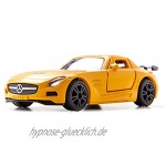 Siku 1542 Mercedes-Benz SIS AMG Black Series Sportwagen Metall Kunststoff Gelb Flügeltüren zum Öffnen Gummierte Reifen