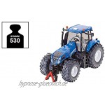 siku 3273 New Holland T8.390 Traktor 1:32 Metall Kunststoff Blau Achsschenkellenkung und Kupplung