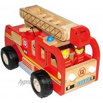 small foot 2021765 8509 Feuerwehrauto aus Holz mit Drehleiter und Förderkorb inkl. 2 Feuerwehrmann-Figuren ab 3 Jahren