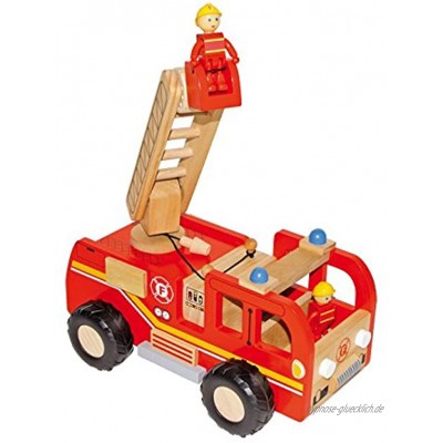 small foot 2021765 8509 Feuerwehrauto aus Holz mit Drehleiter und Förderkorb inkl. 2 Feuerwehrmann-Figuren ab 3 Jahren