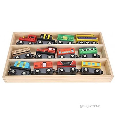 12 Stück Magnetbahn Züge Spielzeug Simulation Züge Spielzeug Holz Pädagogische Kinderauto Spielzeug für Kinder Kinder Jungen Geschenk