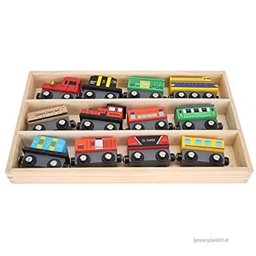 12 Stück Magnetbahn Züge Spielzeug Simulation Züge Spielzeug Holz Pädagogische Kinderauto Spielzeug für Kinder Kinder Jungen Geschenk