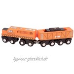 Battat BT2638Z Lokomotive & Güterwagen Klassisches Holzspielzeug Zug Set mit Lok & Autos für Kinder & Sammler ab 3 Jahren 6 Stück