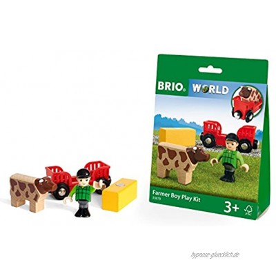 BRIO World 33879 Spielpäckchen Bauer mit Kuh Spielset Holzeisenbahn