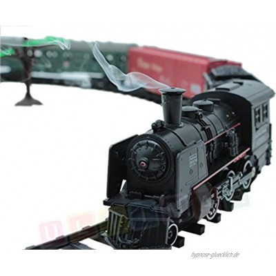 BSD Eisenbahn elektrisch Set Dampflokomotive 4 Wagen Sound Licht und Rauch Elektrische Lokomotive 25 Teile