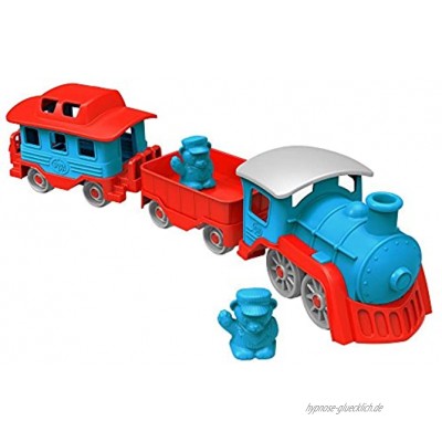 Green Toys 8601054 Eisenbahn Zug Lok mit 2 Waggons Spielzeugzug nachhaltiges Spielfahrzeug für Kinder ab 24 Monaten