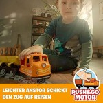 LEGO 10875 DUPLO Güterzug „Push & Go“-Lok mit Lichtern und Geräuschen Funktionssteinen und 2 Kranen Spielzeug für Kinder ab 2 Jahre