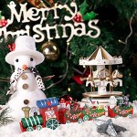 LIHAO 4 Stück Weihnachtszug Geschenk Spielzug Kinder Weihnachtsdeko Weihnachtsspielzug Spielzeug aus Holz Festliche Ornament Geschenk