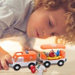 SWNY Batteriebetriebener Zug für Holzgleis Krankenwagen Magnetische Elektrolokomotive Magnetisches Elektrolokomotive Spielzeug Kleinkinder & Kinder Lernspielzeug
