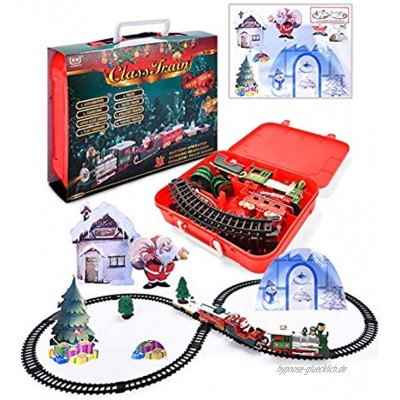 Weihnachtszug Set | Elektrisches Bahngleis-Spielzeug-Geschenkset für Kinder | Realistische Klänge und Licht Deluxe Santa Express Express Delivery Weihnachtszug