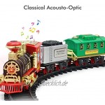 Yorimi Elektrischer Dampfzug Spielzeug Eisenbahn Spielzeug Autos Rennbahn mit Kutsche Sound und Licht DIY Spielzeug für Kinder