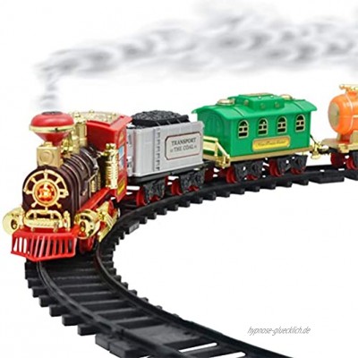 Yorimi Elektrischer Dampfzug Spielzeug Eisenbahn Spielzeug Autos Rennbahn mit Kutsche Sound und Licht DIY Spielzeug für Kinder