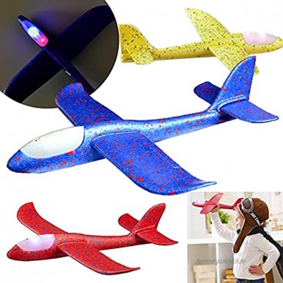 Cepewa Wurfgleiter XXL Flugzeug Styropor Flieger LED Licht 3 Stück Werfen Kinder Spielzeug 48cm