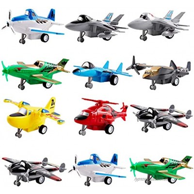 deAO Set mit 12 Rückzugsbewegungs -Flugzeugen Spielset für Fahrzeuge Auswahl an Hubschraubern Stealth-Bombern Kampfjets Flugzeugen und Flugzeugen Spielzeug für Jungen und Mädchen
