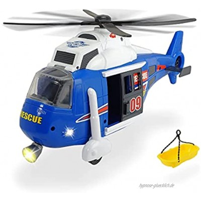 Dickie 203308356 Toys Spielzeughelikopter mit batteriebetriebenen Drehpropeller Helikopter mit beweglicher Seilwinde inkl. Trage Licht & Sound Batterien enthalten 41 cm ab 3 Jahren