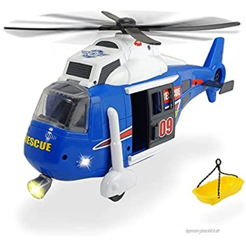 Dickie 203308356 Toys Spielzeughelikopter mit batteriebetriebenen Drehpropeller Helikopter mit beweglicher Seilwinde inkl. Trage Licht & Sound Batterien enthalten 41 cm ab 3 Jahren