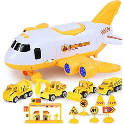 Eternitry Autospielzeug-Set für Frachtflugzeug und große Spielmatte Frachtflugzeug-Autoset für Kinder über 3 Jahre