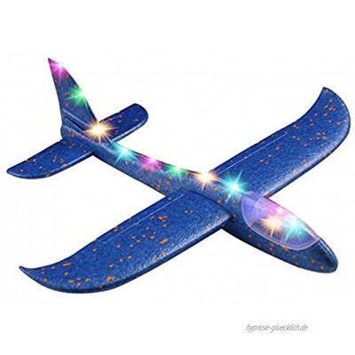 Further Flugzeug-Spielzeug manuelles Werfen mit LED-Licht DIY Cartoon Hand Werfen Flugzeug Modell Schaumstoff-Flugzeug für Outdoor Sport Spielzeug blau rot orange grün alle