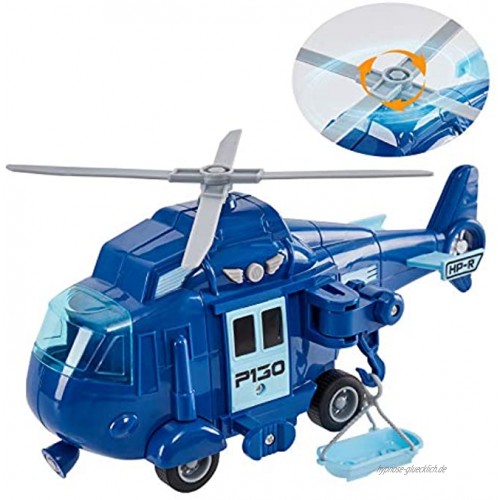 HERSITY Hubschrauber mit Drehpropeller Helikopter Spielzeug mit Licht und Sound Flugzeug Kinder Jungen Geschenke 3 4 5 Jahre 1:20 Blau Spielzeughelikopter