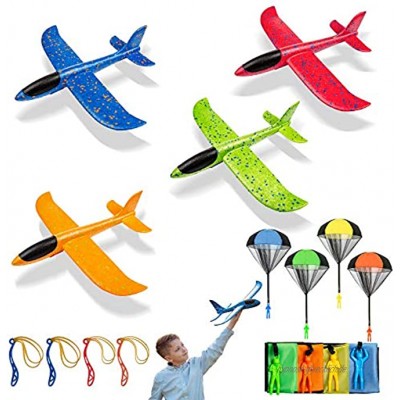 ZWOOS Spielzeug Kinder Fallschirm Kinder Fallschirmspringer Spielzeug Kinder Styroporflieger Flugzeug Spielzeug mit Slingshot Outdoor Flugspielzeug für Kinder A