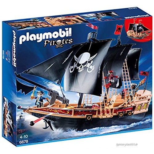 PLAYMOBIL Pirates 6678 Piraten-Kampfschiff inkl. Kanonen schwimmfähig ab 4 Jahren