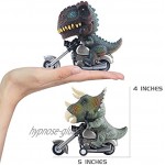 DINOBROS Dinosaurier Spielzeug Autos 2 Pack Reibung angetrieben Motorrad Spiel T-Rex und Triceratops Monster Dino Spielzeug für Jungen Alter 3,4,5,6,7